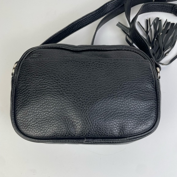 Libby Edelman Black Vinyl Geranium Floral Velour Print Small Crossbody Bag Purse - Picture 2 of 7